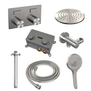 Brauer Carving 5-NG-194 thermostatic concealed rain shower with push buttons SET 59 stainless steel brushed PVD
