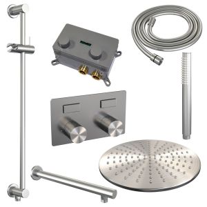 Brauer Carving 5-NG-197 thermostatic concealed rain shower with push buttons SET 62 stainless steel brushed PVD