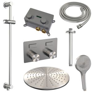 Brauer Carving 5-NG-207 thermostatic concealed rain shower with push buttons SET 72 stainless steel brushed PVD