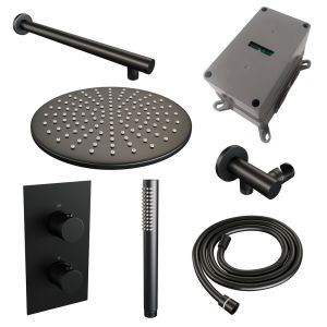 BrauerCarving 5-S-122 thermostatic flush-mounted rain shower 3-way diverter SET 26 matte black