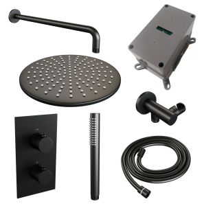 BrauerCarving 5-S-124 thermostatic concealed rain shower 3-way diverter SET 28 matte black