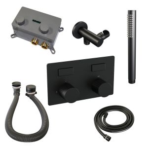 Brauer Carving 5-S-212 thermostatic concealed bath mixer with push buttons SET 03 matte black