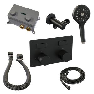 Brauer Carving 5-S-213 thermostatic concealed bath mixer with push buttons SET 04 matte black
