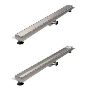 Brauer DR-MRF90NG Duschrinn mit Multifunktions Abdeckung und Flansch 7 x 90cm Edelstahl gebürstet