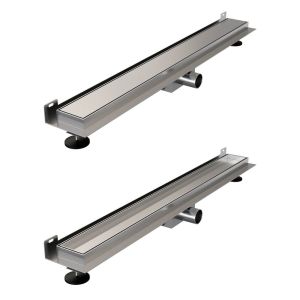 Brauer DR-MRFW80NG Duschrinn mit Multifunktions Abdeckung und Flansch für Wandmontage 7 x 80cm aus gebürstetem Edelstahl