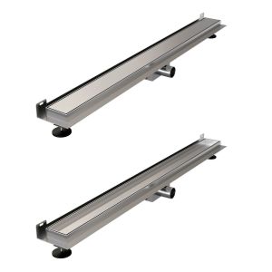 Brauer DR-MRFW90NG Duschrinn mit Multifunktions Abdeckung und Flansch für Wandmontage 7 x 90cm aus gebürstetem Edelstahl