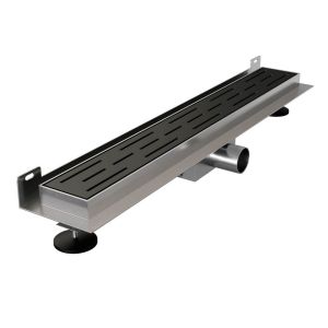 Brauer DR-SRFW60S douchegoot met standaard rooster en flens voor wandmontage 7 x 60cm mat zwart