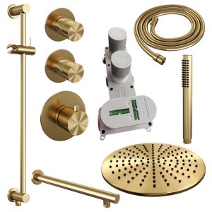 Brauer Edition 5-GG-034 thermostatische Unterputz-Regenbrause SET 14 Gold gebürstet PVD