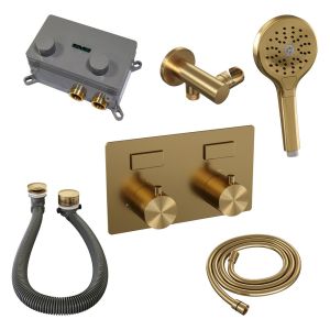 Brauer Badewannenarmatur Edition 5-GG-209 Thermostat-Unterputz mit Drucktasten SET 04 gold gebürstet PVD