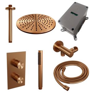 Brauer Edition 5-GK-055 thermostatic concealed rain shower 3-way diverter SET 30 copper brushed PVD