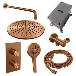 Brauer Edition 5-GK-057 thermostatic concealed rain shower 3-way diverter SET 34 copper brushed PVD