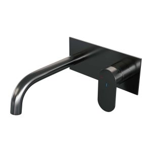 Brauer Edition 5-GM-004-B3 Unterputz-Waschtischbatterie mit gebogenem Auslauf und Abdeckplatte Modell C1 Rotguss gebürstet PVD