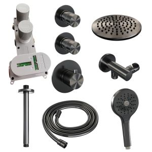 Brauer Edition 5-GM-029 thermostatic concealed rain shower SET 11 gunmetal brushed PVD