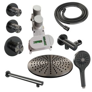 Brauer Edition 5-GM-030 thermostatic concealed rain shower SET 08 gunmetal brushed PVD