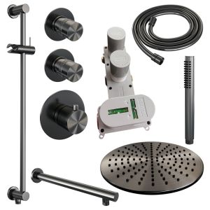 Brauer Edition 5-GM-034 thermostatic concealed rain shower SET 14 gunmetal brushed PVD