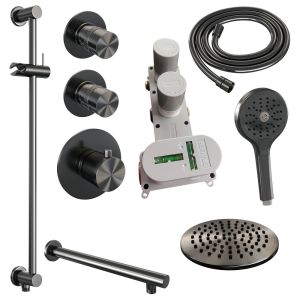 Brauer Edition 5-GM-036 thermostatic concealed rain shower SET 19 gunmetal brushed PVD