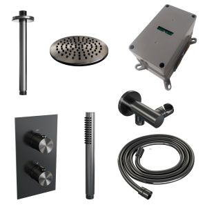 Brauer Edition 5-GM-054 thermostatic concealed rain shower 3-way diverter SET 29 gunmetal brushed PVD