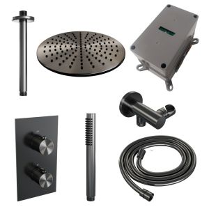 Brauer Edition 5-GM-055 thermostatic concealed rain shower 3-way diverter SET 30 gunmetal brushed PVD