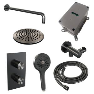 Brauer Edition 5-GM-056 thermostatic concealed rain shower 3-way diverter SET 33 gunmetal brushed PVD