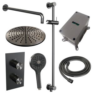Brauer Edition 5-GM-069 thermostatic concealed rain shower 3-way diverter SET 46 gunmetal brushed PVD