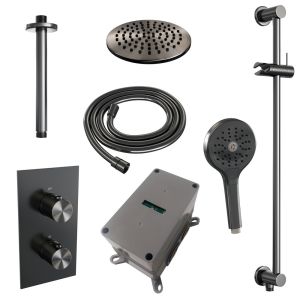 Brauer Edition 5-GM-072 thermostatic concealed rain shower 3-way diverter SET 47 gunmetal brushed PVD