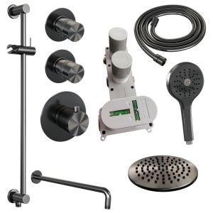 Brauer Edition 5-GM-080 thermostatic concealed rain shower SET 21 gunmetal brushed PVD