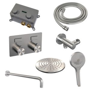 Brauer Edition 5-NG-168 thermostatic concealed rain shower with push buttons SET 57 stainless steel brushed PVD