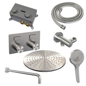 Brauer Edition 5-NG-169 thermostatic concealed rain shower with push buttons SET 58 stainless steel brushed PVD