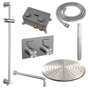 Brauer Edition 5-NG-175 thermostatic concealed rain shower with push buttons SET 64 stainless steel brushed PVD
