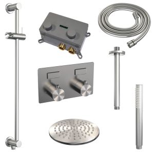 Brauer Edition 5-NG-176 thermostatic concealed rain shower with push buttons SET 65 stainless steel brushed PVD