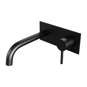 Brauer Edition 5-S-004-B2 Unterputz-Waschtischbatterie mit gebogenem Auslauf und Abdeckplatte Modell A1 mattschwarz