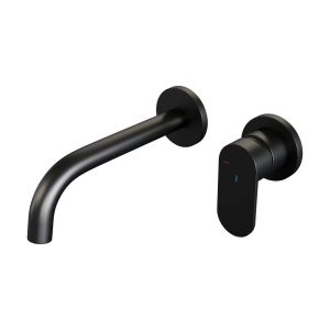 Brauer Edition 5-S-004-B3-65 Unterputz-Waschtischbatterie mit gebogenem Auslauf und Abdeckplatten Modell C1 mattschwarz