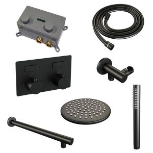 Brauer Edition 5-S-160 thermostatic concealed rain shower with push buttons SET 49 matte black
