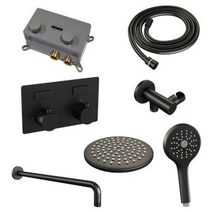 Brauer Edition 5-S-168 thermostatic concealed rain shower with push buttons SET 57 matt black