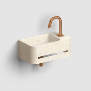 Clou InBe IB03700300201R fountain 43cm with towel holder beige Microrazzo concrete