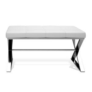 Decor Walther Bench 0509604 BENCH bench polished stainless steel/ Eco-leather cushion white