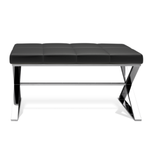Decor Walther Bench 0509605 BENCH bench polished stainless steel/ Eco-leather cushion black