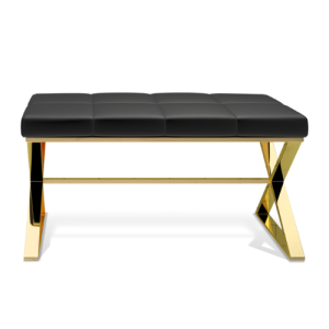 Decor Walther Bench 0509627 BENCH bench seat gold/ Eco-leather cushion black