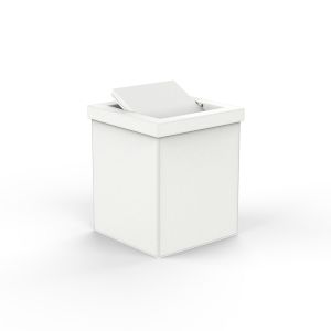 Decor Walther Brownie 0943150 BROWNIE PKMD Abfalleimer 30x25,5x25,5cm mit Deckel aus Kunstleder weiß