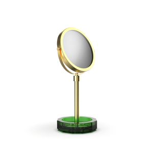 Decor Walther Crystal 0941996 KR KSA magnifying mirror 1x and 5x english green crystal/ matte gold