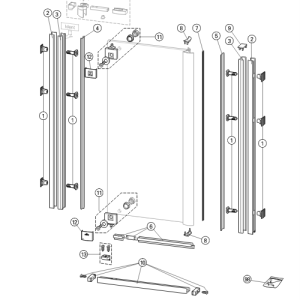 Huppe 1002, 054217 afvoerprofiel voor draaideur voor zijwand