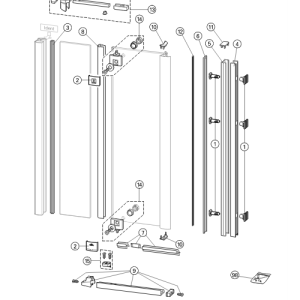 Huppe 1002, 054226 afvoerprofiel voor draaideur met vast deel in nis