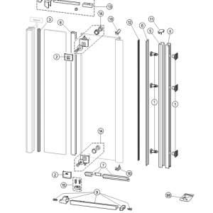 Huppe 1002, 054234 afvoerprofiel voor draaideur met vast deel voor zijwand