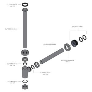 Clou CL1060604384 tube with collar 300mm ø25mm serving Mini Suk siphon gunmetal brushed PVD