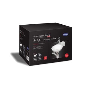 San4U 2506035 One Pack Step (rechts) fonteinset wit keramiek/ chroom