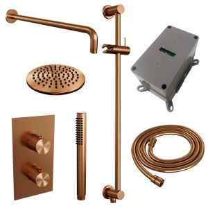 Brauer Carving 5-GK-135 thermostatic concealed rain shower 3-way diverter SET 39 copper brushed PVD