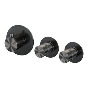 Brauer Edition 5-GM-046 thermostatisch flächenbündig Badewannenarmatur SET 01 gunmetal gebürstet PVD