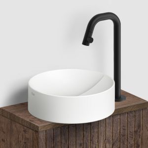 Clou Kaldur CL060500521R stehend Handwaschbeckenarmatur mit kurzem Auslauf, hohe Ausführung, mattschwarz