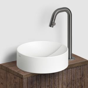 Clou Kaldur CL060500584R stehend Handwaschbeckenarmatur mit kurzem Auslauf, hohe Version, gunmetal gebürstet PVD