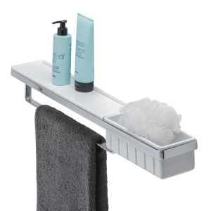 Geesa Frame 918854-02-630 shelf with towel rail and shower basket 63 cm chrome/ white